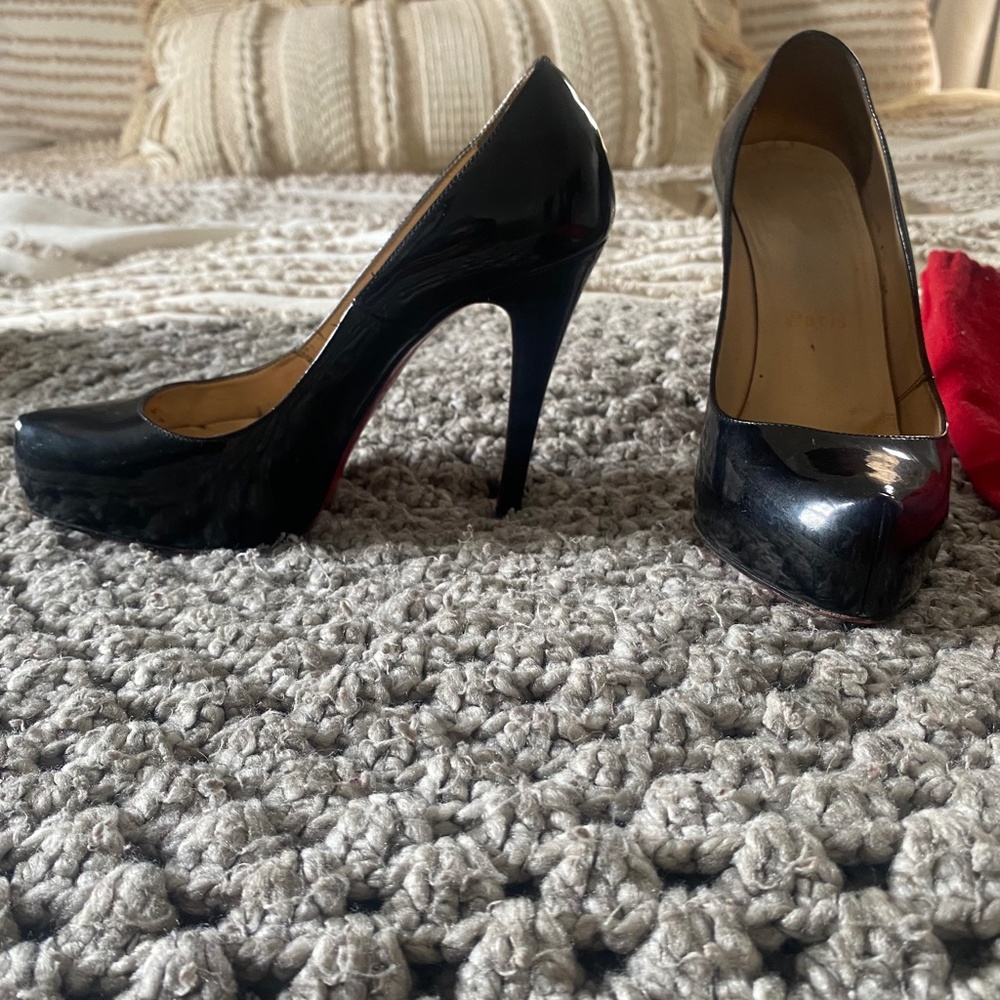 Christian Louboutin Black Patent Leather Platform Pumps
